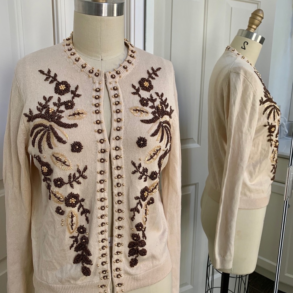 Moda International beaded cardigan sweater size S